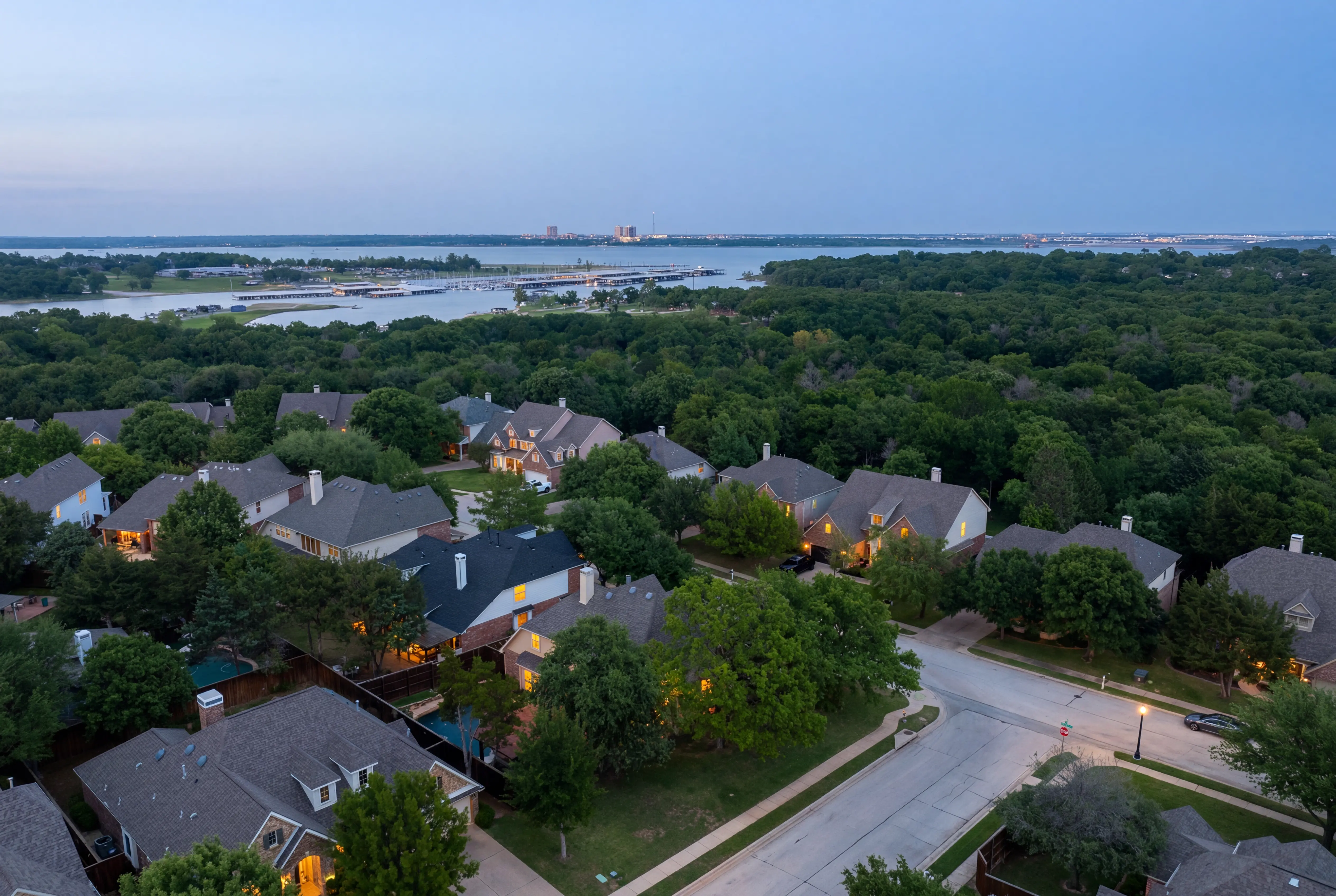 Aerial view toward Lake Grapevine