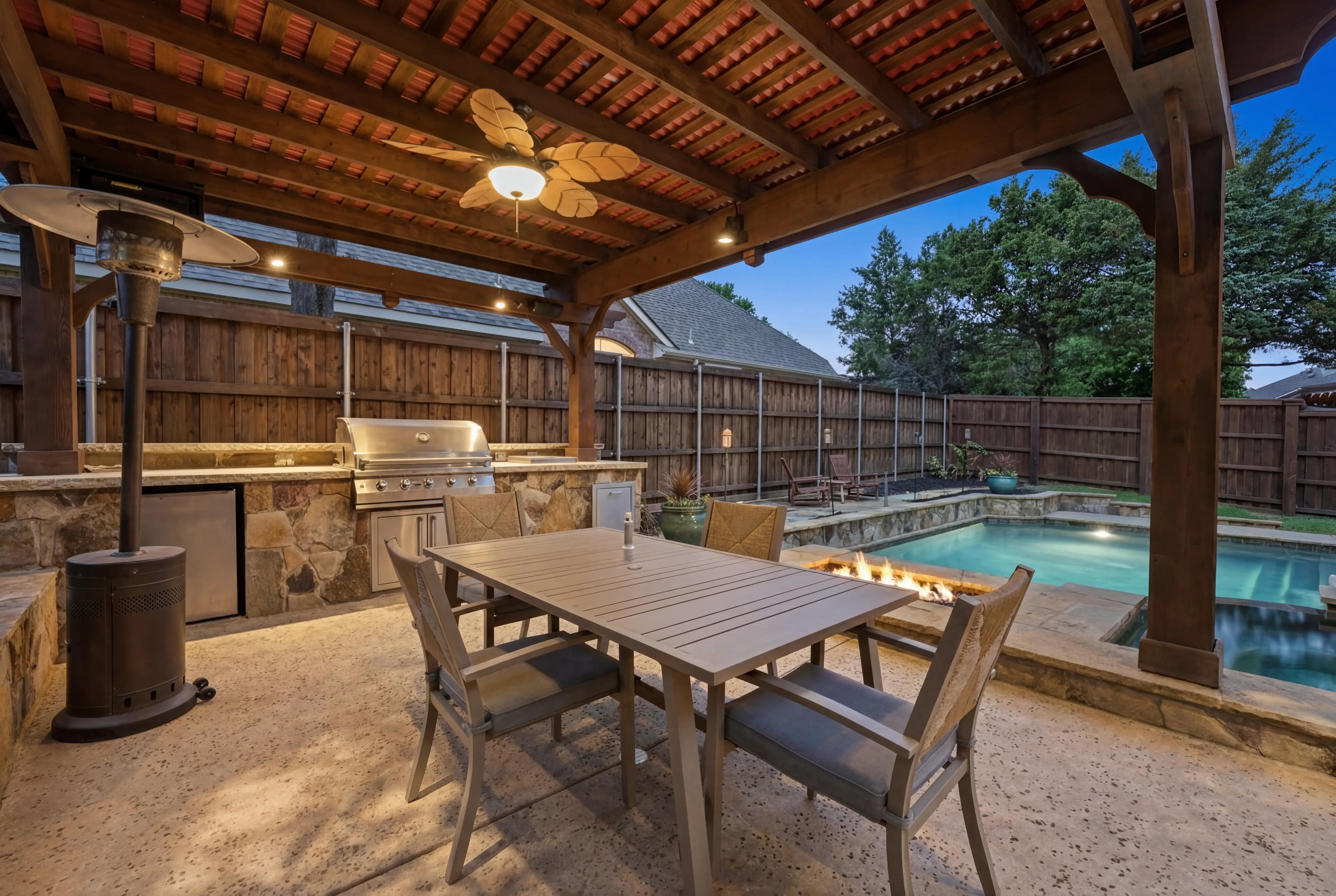 Outdoor kitchen with gas grill