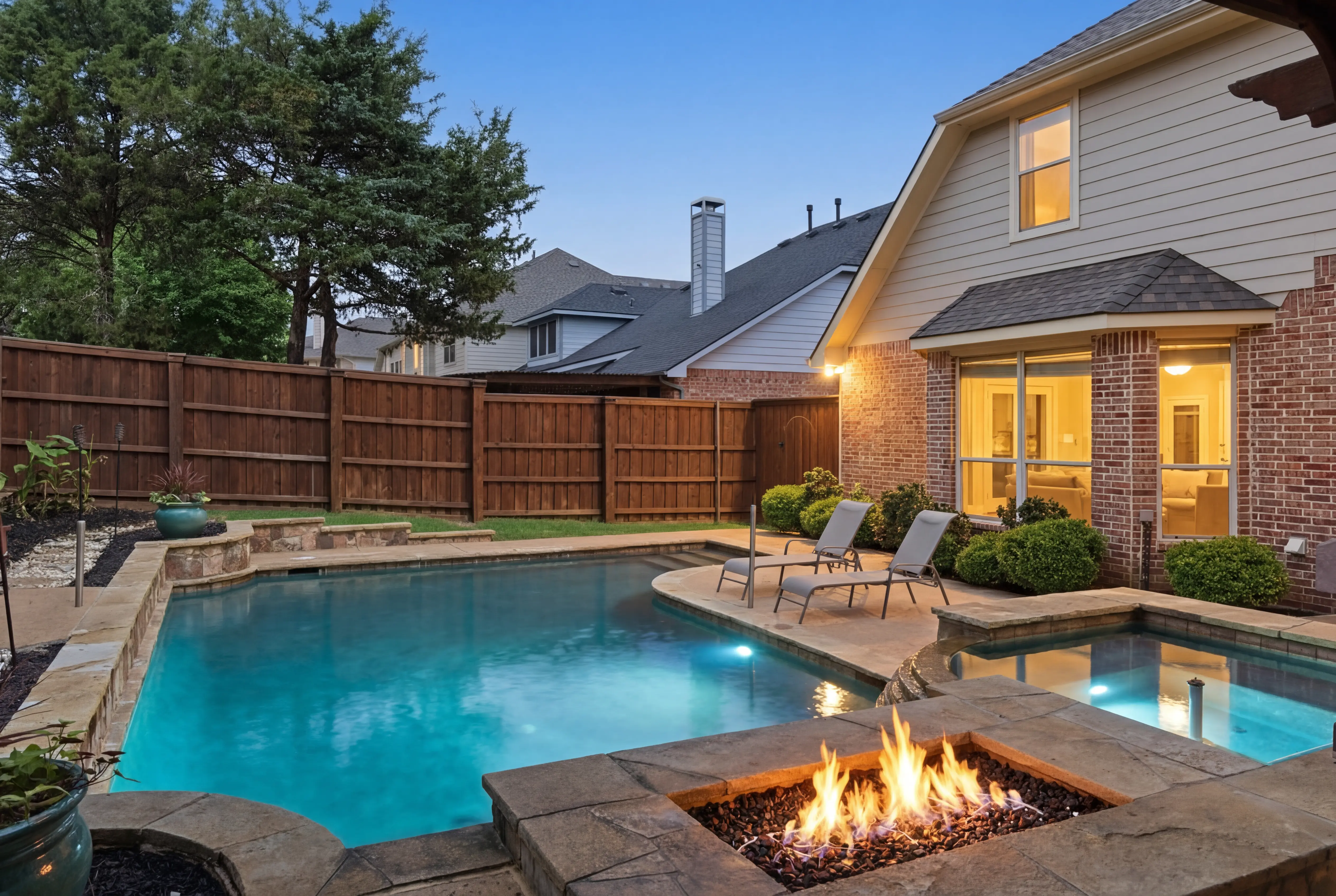 Pool and spa with outdoor living